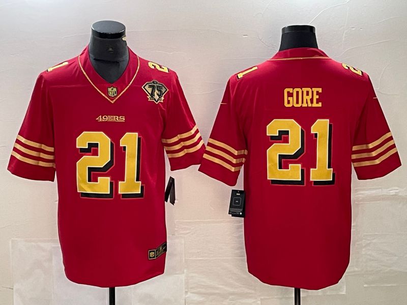 Men San Francisco 49ers #21 Gore Red Gold 75th 2023 Nike Vapor Limited NFL Jersey->youth nfl jersey->Youth Jersey
